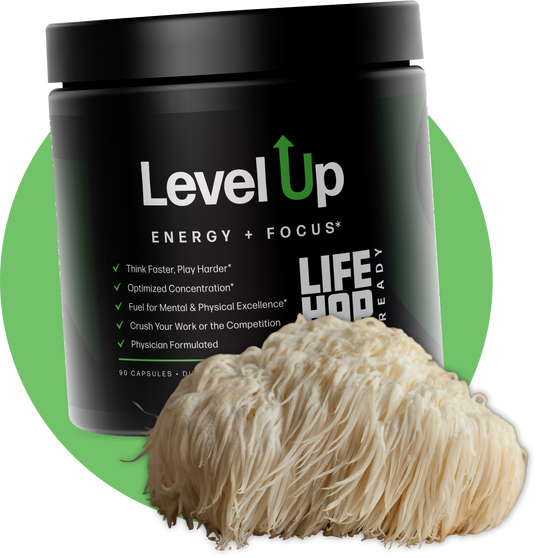 Life Happns Level Up Focus and Energy Supplement with Lion’s Mane Mushroom